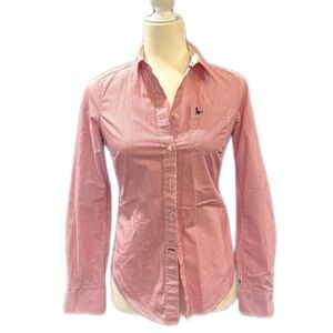 Women's Pink Striped Button Down Blouse | Small